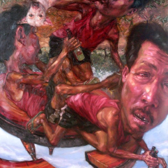 เมื่อเราหมุนรอบตัวเอง (Spring Around), Oil on Canvas, 180x200 cm.