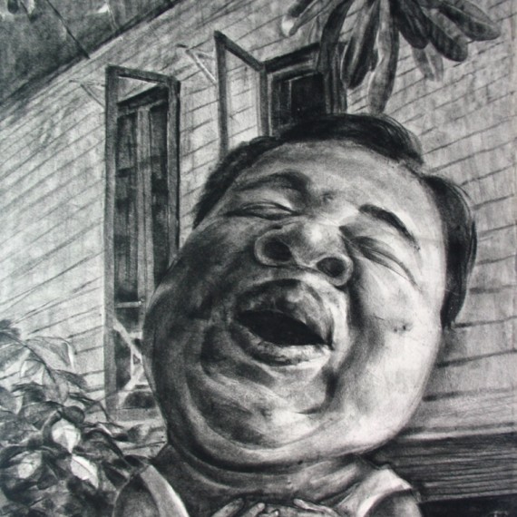 อิ่มอกอิ่มใจ (Contented), Crayon on paper, 110x80 cm.