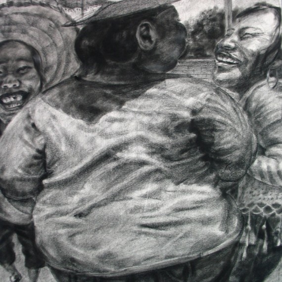 เอ้า! ซ้าย ขาว ซ้าย (Left,Right,left !), Crayon on paper, 110x80 cm.