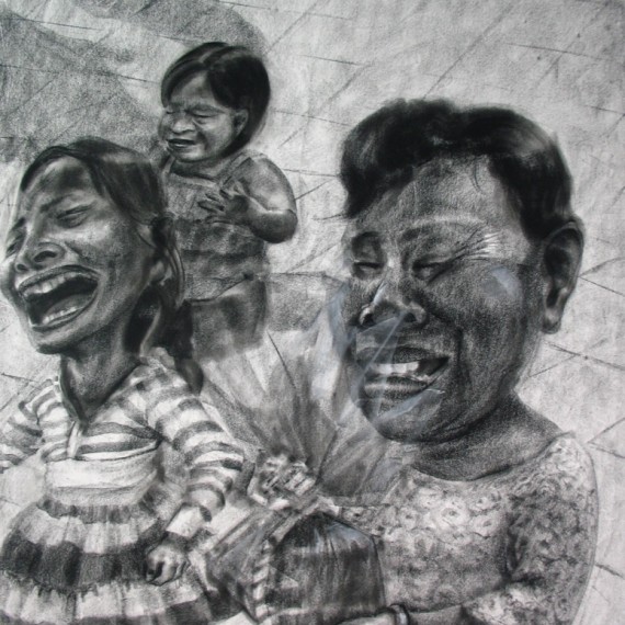 อุ้มบุญ (Blessing), Crayon on paper, 110x80 cm.