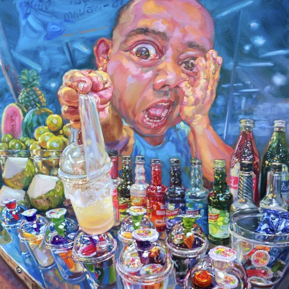 "Smoothie", Oil on linen, 100x100 cm, 2024.