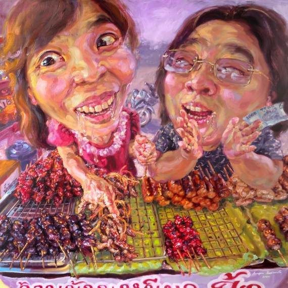 "We Are Starving", Oil on linen, 100x100 cm, 2024.